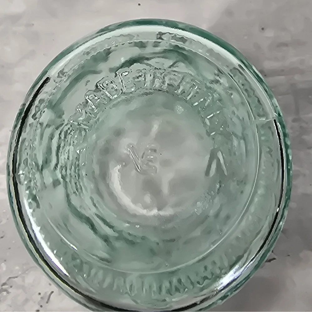 Vintage Made in Italy Green Glass Fruit Embossed Vase Carafe Grapes Citrus